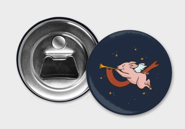 59 mm Button mit Flaschenöffner und Magnet Wittlicher Weihnachten Sau Herold