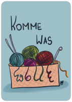 Postkarte Komme was Wolle