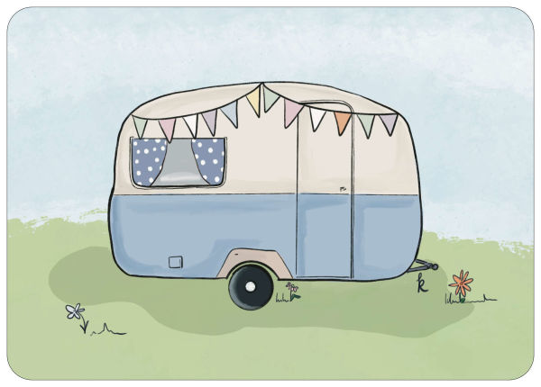 Postkarte Wohnwagen