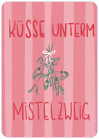 Postkarte Küsse unterm Mistelzweig