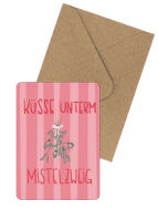 Postkarte Küsse unterm Mistelzweig