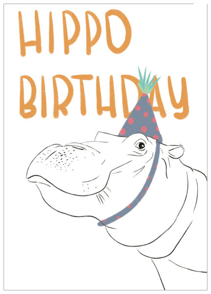 Postkarte Tier Sprüche Hippo Birthday